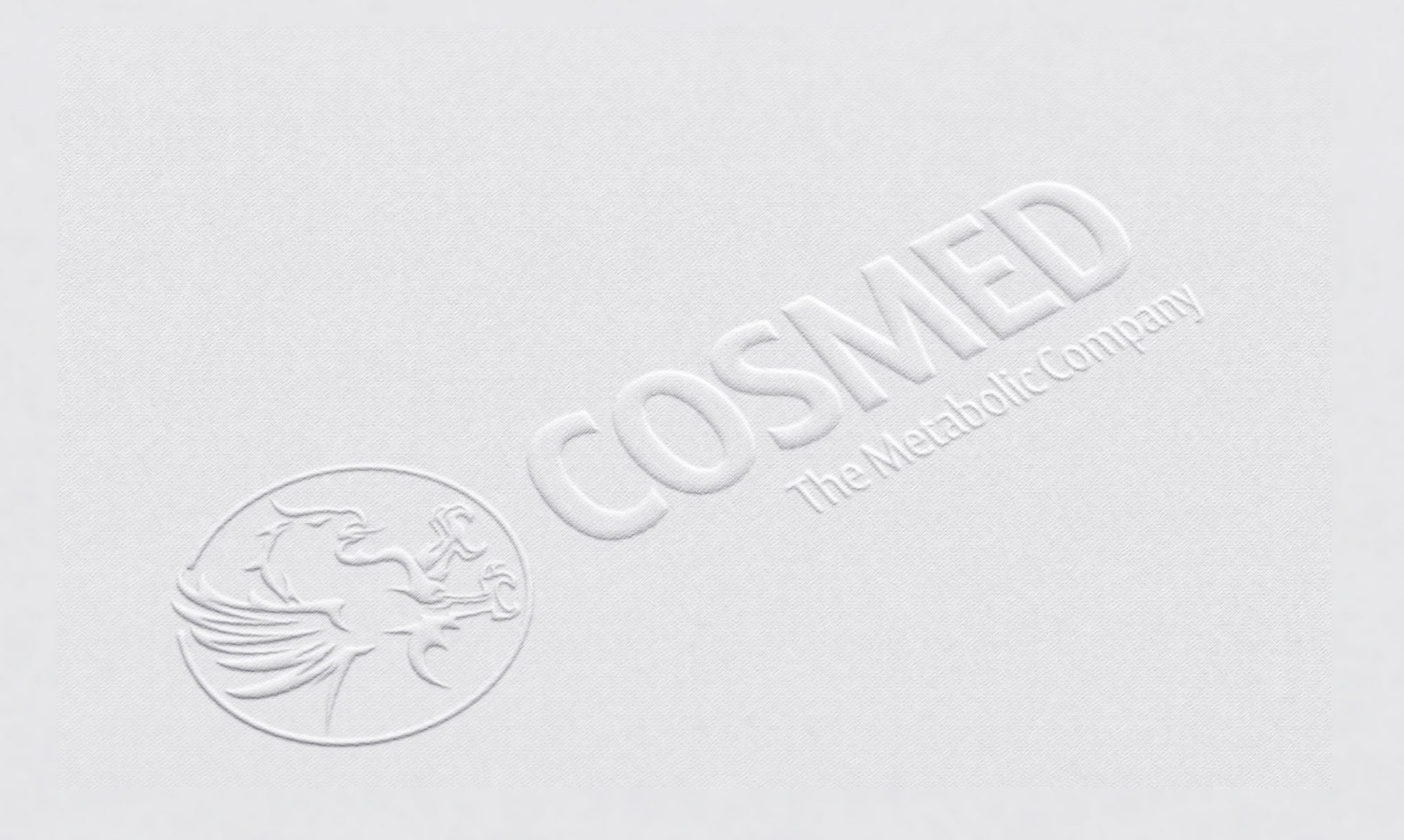Cosmed Deutschland, Corporate Design, Letterpress Logo. Agentur Heldenstreich Würzburg