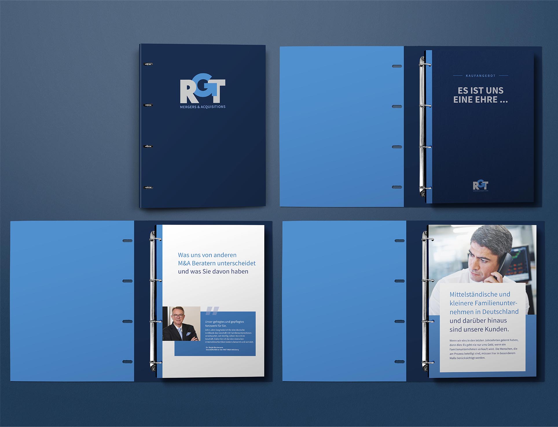 Unternehmenskommunikation RGT, Design Folder. Agentur Heldenstreich Würzburg
