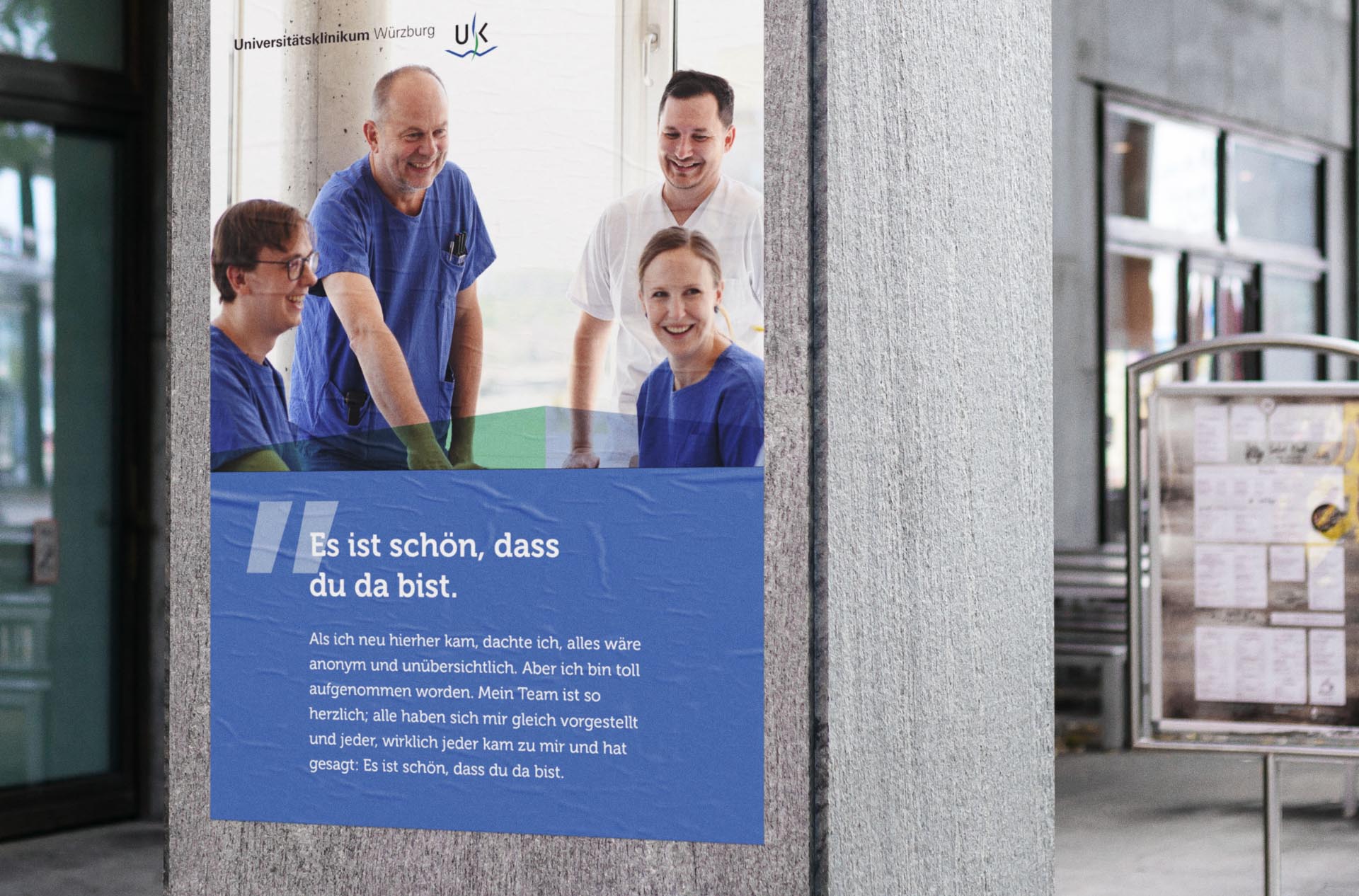 Arbeitgeber-Marke für die Pflege am UKW, Employer Branding, Plakat, Print. Agentur Heldenstreich Würzburg