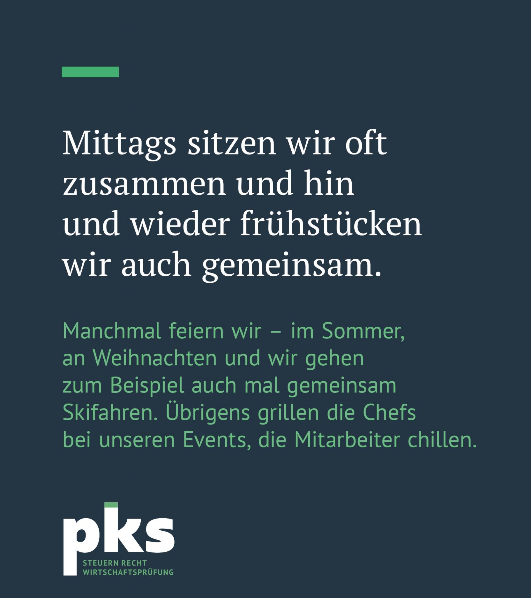 Employer Branding für die Steuerberater-Kanzlei PKS in Schweinfurt, Ausschnitt Website Text