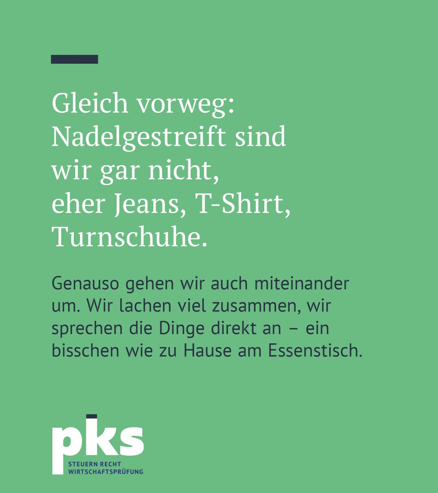 Employer Branding für die Steuerberater-Kanzlei PKS in Schweinfurt, Ausschnitt Website Text