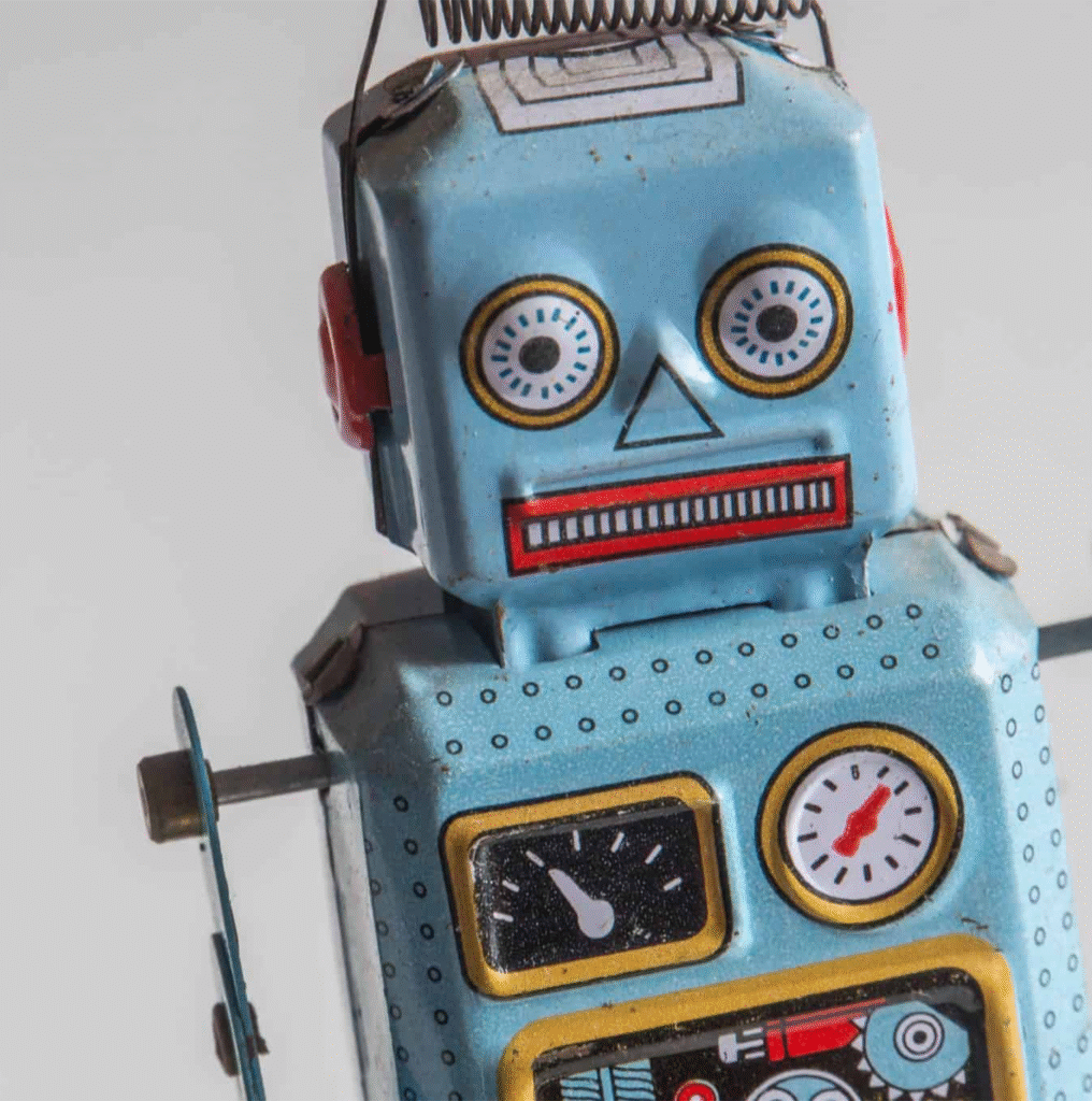 Vintage Blechroboter Technologie Digitale Strategien Content Marketing