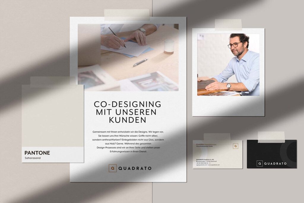 Quadrato Co-Designing Dokument Corporate Design Visitenkarten