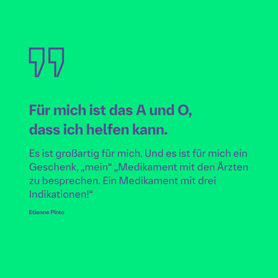 Zitatgrafik über die Bedeutung, anderen helfen zu können, im Kontext von Boehringer Ingelheim.