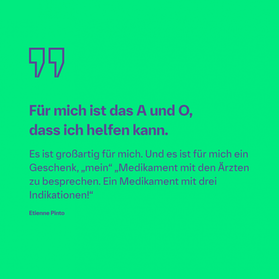 Zitatgrafik über die Bedeutung, anderen helfen zu können, im Kontext von Boehringer Ingelheim.